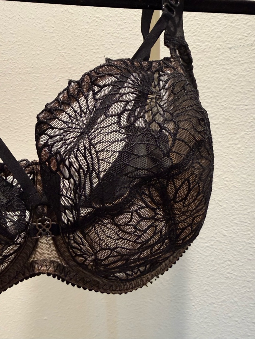Primadonna Sophora Black Floral Lace Underwire Bra with Straps US 36I / UK 36G - Picture 3 of 8